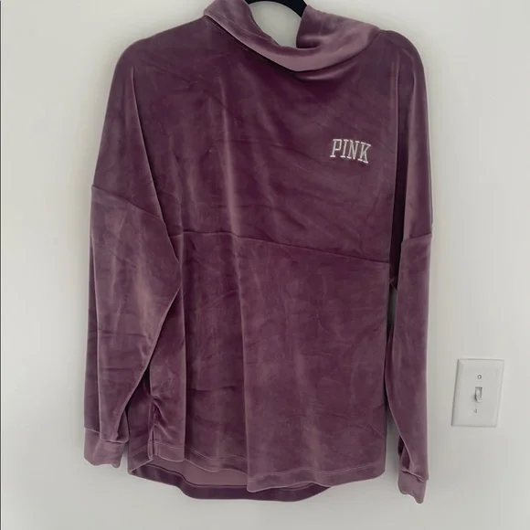 PINK Victoria's Secret Velour Cowl Neck Pullover, Purple - Size S - Picture 2 of 6